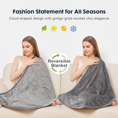 Uttermara Weighted Lap Blanket 5 lbs, Weighted Lap Pad for Adults, Reversible for All-Season Relaxation and Calming, Small Lap Pad for Nap Travel Home and Office, Grey, 23" x 38"