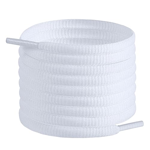 ZHENTOR 3 Pair Oval Shoe Laces,Shoelaces for Sneakers, Half Round 1/4" Athletic Shoelace for Sport/Running Shoes Boot Strings (white(3 pairs), 31"(80cm))
