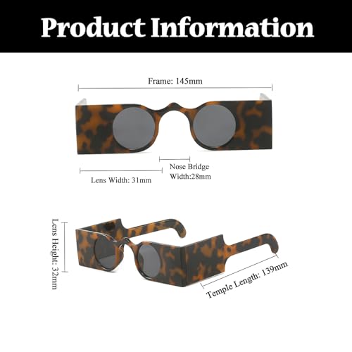 LJCZKA Retro Punk Sunglasses for Men Women Trendy Vintage Side Shield Unique Small Rectangle Hip Hop Sun Glasses (BlackGrey)