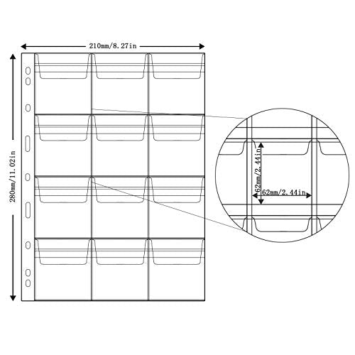 Uncle Paul Coin Collecting Pages 5 Sheets 12 Pockets Standard 9Hole Coin Pocket Inserts Collecting Sleeves for Coins CS03512