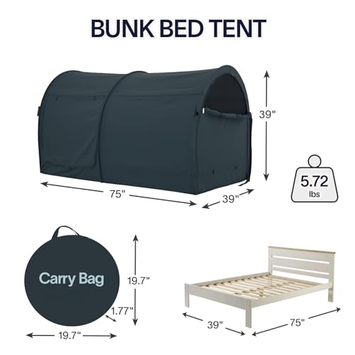 LEEDOR Bed Tent Dream Tents Bed Canopy Shelter Cabin Indoor Privacy Warm Breathable Pop Up Twin Size for Kids and Adult Patent Pending PitchBlack(Mattress Not Included)