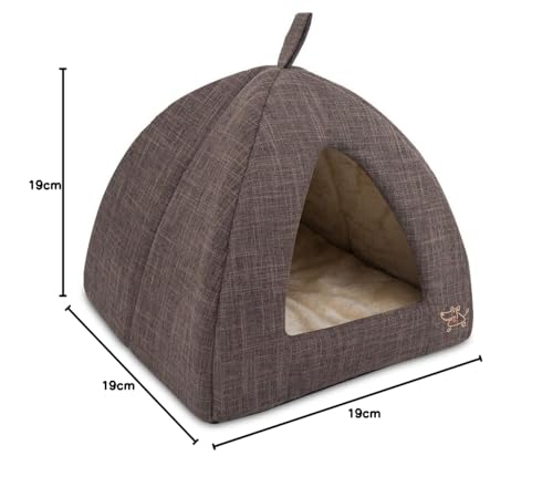 Pet Tent-Soft Bed for Dog and Cat by Best Pet Supplies - Brown Linen, 19" x 19" x H:19"