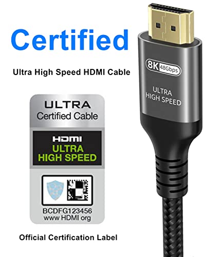 Ubluker 10K 8K 4K HDMI Cable 48Gbps 1.5 FT, Certified Ultra High Speed HDMI® Cable 4K 240Hz 144Hz 120Hz 8K60Hz 0.01ms HDR10+ eARC HDCP2.3 Netflix Roku TV PC Monitor Projector PS5 Xbox