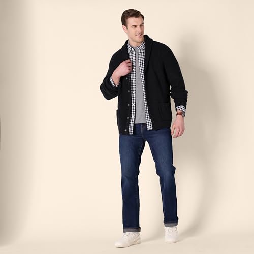 Amazon Essentials Men's Long-Sleeve Soft Touch Shawl Collar Cardigan, Black, X-Small
