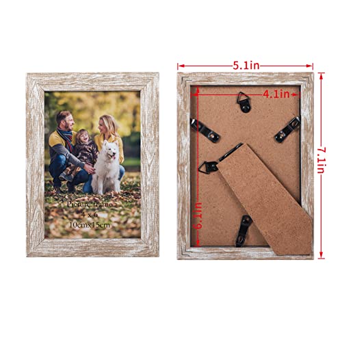 Lyeasw Rustic 4x6 Picture Frame Set of 12, Multi Woodgrain Farmhouse Photo Frames for Wall or Tabletop, Beige