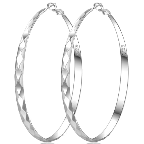 Senteria Large Silver Hoop Earrings for Women 925 Sterling Silver Hoop Earrings Hypoallergenic Silver Hoop Earrings Lightweight Big Silver Hoop Eearrings for Women