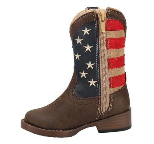 ROPER Kids Boys American Patriotic Square Toe Casual Boots Mid-Calf - Brown - Size 4 M