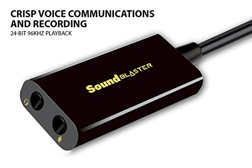 Creative Sound Blaster Play! 3 External USB Sound Card for Windows and Mac. 24-Bit 96Khz playback. Plug and Play, No Drivers Required
