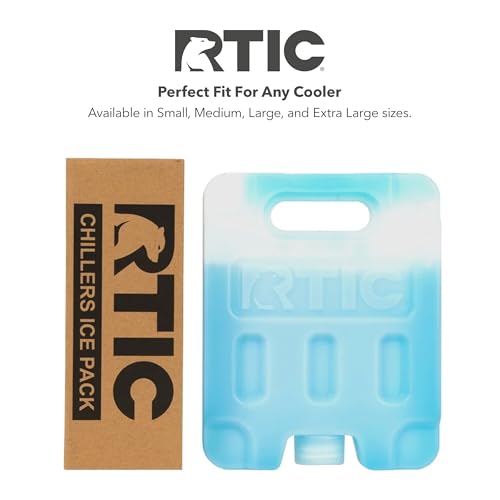 RTIC Refreezable Reusable Cooler Ice Packs Cold Ice Chest Pack Long-Lasting with Break-Resistant Design, for Food and Drink, Perfect for Travel and Storage, Small (2 Pack)