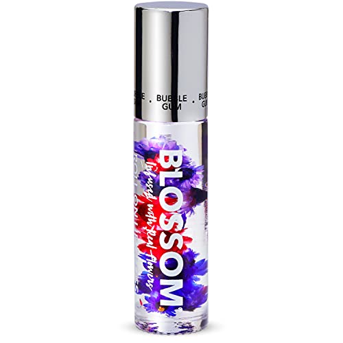 Blossom Roll on Lip Gloss, Scented Clear High Shine Moisturizing Lip Oil, Non Sticky, Infused with Real Flowers, Made in USA, 0.2oz, Pineapple