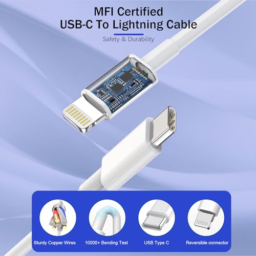 【Apple MFi Certified】Fast Charger iPhone ,Fast iPhone Charging Cord 3Pack iPhone Charger Fast Charging Plug Block 6FT USB C to Lightning Cable for iPhone 14/14 Pro Max/Plus/13 Mini/12/11/XR/XS,AirPods