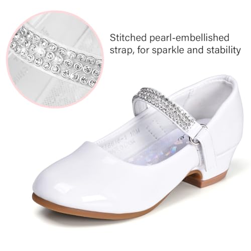 Stelle Girls Dress Shoes Toddler White Flower Girl Low Heels Mary Jane Flat for School Uniform Wedding(Little/Big Kid)(3ML, T02-Red)