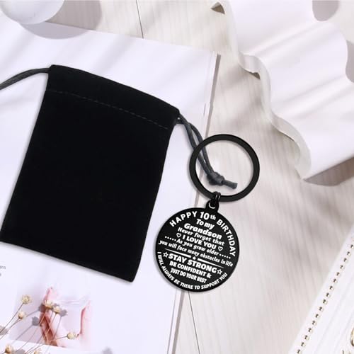 ENGZHI Son 10th Birthday Gifts from Dad, Father to Boys 10 Year Old Birthday Keychain Decorations