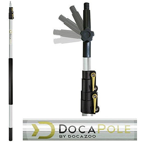 DOCAZOO 6-24 Foot (30 ft Reach) Extension Pole and 10” Medium Bristle Brush for House Siding, Deck, Garage, Patio and More