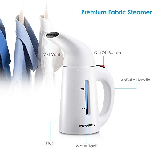 URPOWER Steamer for Clothes, Portable Handheld Clothes Steamer, Fast Heat-up Garment Steamer with High Capacity Fabric Wrinkles Remover Steamer for Home, Office and Travel 110V