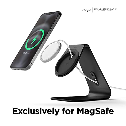 elago MS4 Charging Stand Compatible with MagSafe Charger, Aluminum Stand Compatible with iPhone 15/14/13/12 Series, Designed for iOS17 Standby Mode (Cable Not Included) (Black)