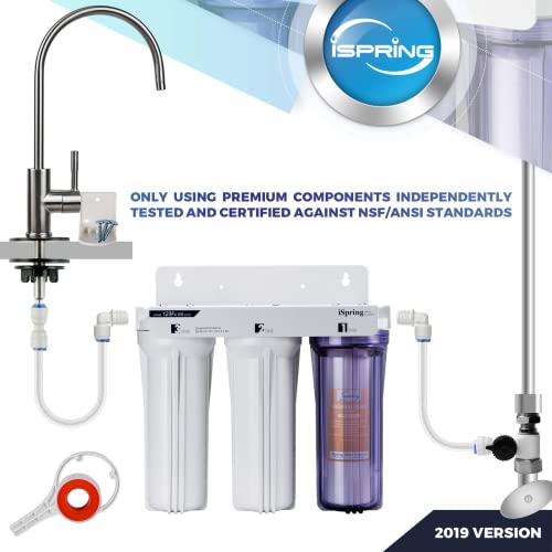 iSpring RCB3P Reverse Osmosis RO Water Filtration System, 300 GPD, Tankless, for Residential and Light Commercial Usage,TDS Reduction, with Booster Pump and Pressure Gauge