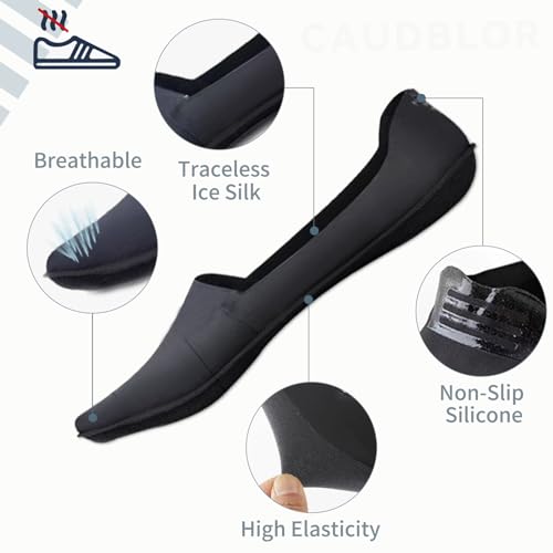 Caudblor Men Thin No Show Socks for Loafer, Invisible Low Cut Liners No See Non Slip Sock 6 Pairs