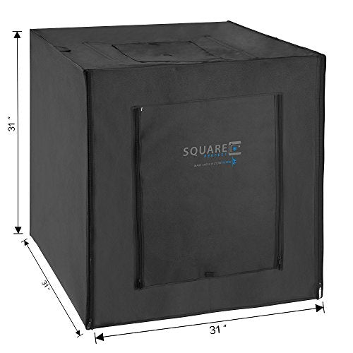 Square Perfect 31 Inch LED Photo Studio in A Box w/4 Color Backdrops Pro Quality