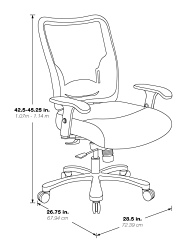 Space Seating 75 Series Air Grid Big and Tall Deluxe Ergonomic Office Chair with Thick Padded Seat and 400 lb. Limit, Black, Mid-Back