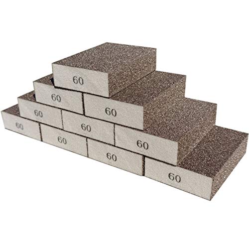 Sackorange 10 Pack 60 Grit Sanding Sponge, Washable and Reusable Sanding Blocks Great for Pot Brush Pan Brush Sponge Brush Glasses Sanding Wood Sanding Metal Sanding (60 Grit-10 Pack)