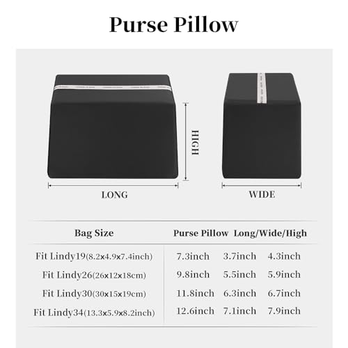 KINGS IN BAG Lindy19 Purse Pillow Insert, Inner Sponge Compatible with Mini Lindy Bags, Luxury Bag Lightweight Shaper with Silky Satins for Women Bags, Soft Memory Foam Inner (Black, Lindy19)