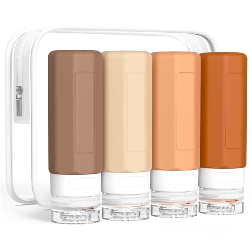 Redfly Travel Bottles for Toiletries, 3oz Tsa Approved Travel Size Containers, BPA Free Leak Proof Travel Containers for Toiletries, Refillable Travel Accessories for Shampoo Conditioner Apricot