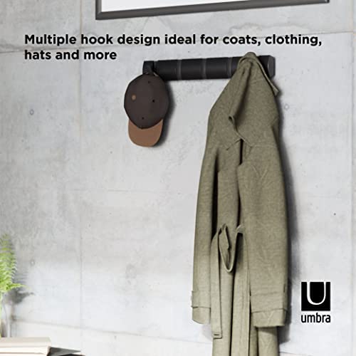 Umbra Flip 5 Hook Wall Mounted Coat Rack, Black