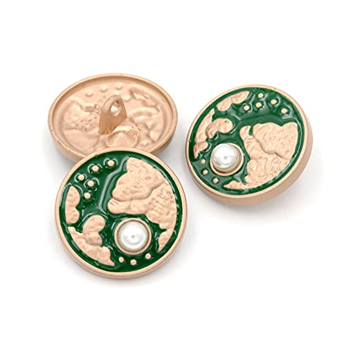 Metal Gold Decorative Buttons for Clothing Sweaters Jacket Sewing Accessories 5pcs/lot (Green, 18mm)