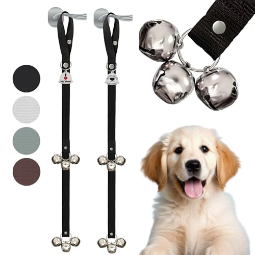 Caldwell's Pet Supply Co. Dog Potty Bells, Dog Door Bell, Bells To Go Outside, Potty Training Bell, Dogs Doorbell, Dogs Potty Doorbell, Ring To Go Pee, All Breed Puppy Training Tool - Black (Set of 2)