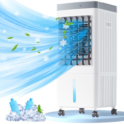 Portable Air Conditioners, Evaporative Air Cooler [40Hrs Lasting], Portable ac Unit w/ 2 Gal Water Tank & 3 Speeds, Personal Air Cooler with Remote, Fast Cooling Windowless Air Conditioner for Room