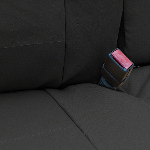 Coverking Custom Fit Front Solid Bench Seat Cover for Select Ford F-Series Models - Polycotton Drill (Black)