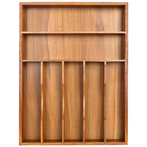 oridom Expandable Acacia Kitchen Drawer Organizer for Cutlery and Utensils, Adjustable Acacia Wood Cutlery Tray in Drawer for Flatware and Silverware in Kitchen, (Acacia)