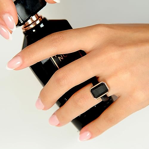 Rinfit Women's Silicone Rings - Engagement or Promise Ring, Silicone Wedding Bands - Black with Metal Silver, Size 5