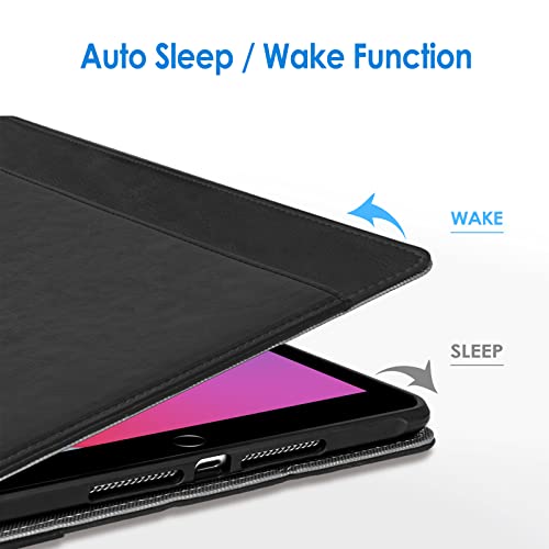 JETech Case for iPad 10.2-Inch, 9th/8th/7th Generation (2021/2020/2019) with Pencil Holder, Multi-Angle Stand Soft TPU Protective Cover Auto Wake/Sleep (Black)