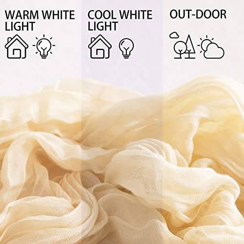 joybest 6 Pcs Beige Cheesecloth Table Runner, 10 FT Boho Gauze Table Runner Rustic Romantic Sheer Runner for Wedding Party Bridal Birthday Baby Shower Table Decorations
