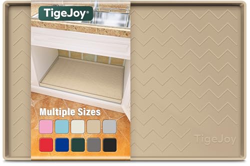 TigeJoy Waterproof Mat for Under Sink 22" x 19" - Various Sizes Fit for Bathroom and Kitchen Cabinets - Kitchen Organizers and Storage Silicone Sink Mat Under Sink Drip Tray