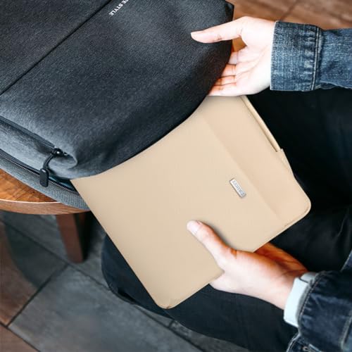 LANDICI 360°Laptop Sleeve Case 13 13.6 Inch Compatible with MacBook Air 13 M1/M2/M3/M4 2020-2025, MacBook Pro 13/14, IPad Air/Pro 13, Waterproof Computer Bag Cover with Handle, Apricot
