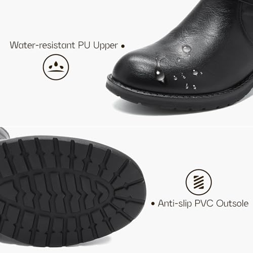 Shupua Ankle Booties For Women Low Heel Fall Boots Black Combat Boots Womens Ankle Boots With Chain Strap(Grey.us7)
