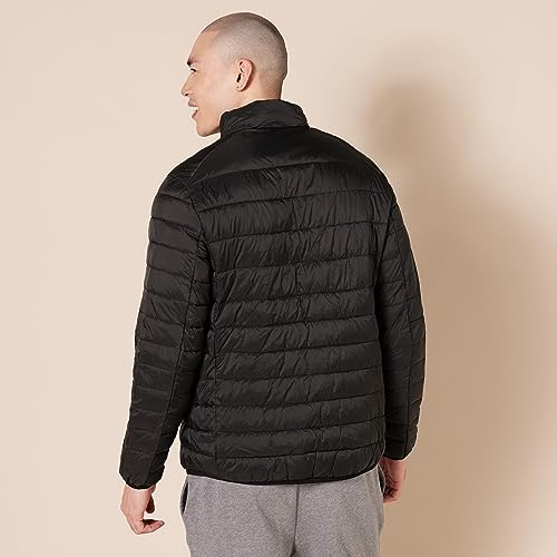 Amazon Essentials Men's Packable Lightweight Water-Resistant Puffer Jacket (Available in Big & Tall), Black, 5X-Large Big