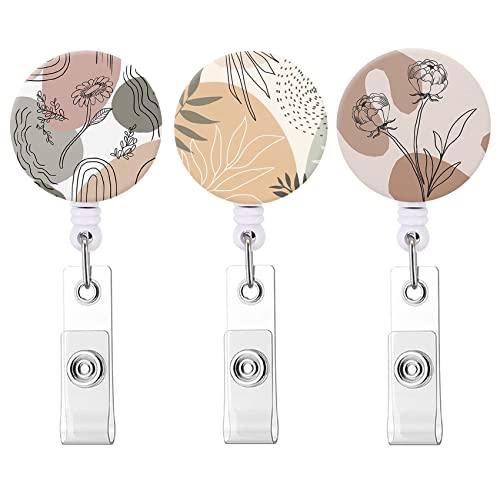 Nurse Badge Reel Retractable ID Badge Holder Reels with Alligator Clip Name Decorative Badge Reel Clip on Card Holders (3 Pack Smile A)