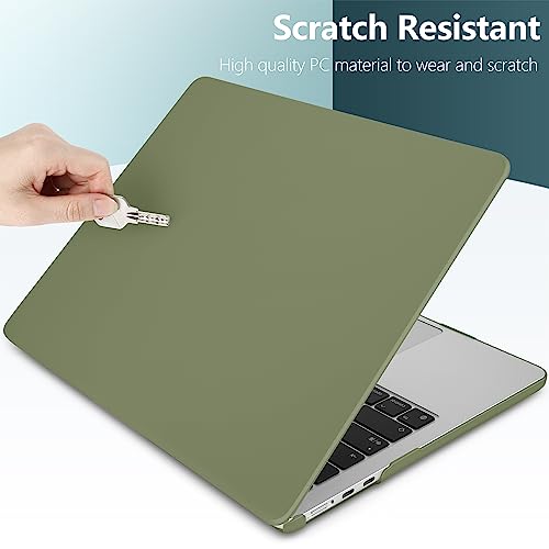 Batianda Compatible with 2023 MacBook Air 15 inch Case Model A2941 M2 Chip, Rubberized Smooth Touch Plastic Protective Hard Shell with Screen Protector Keyboard Cover and OTG Adapter,Solid Green