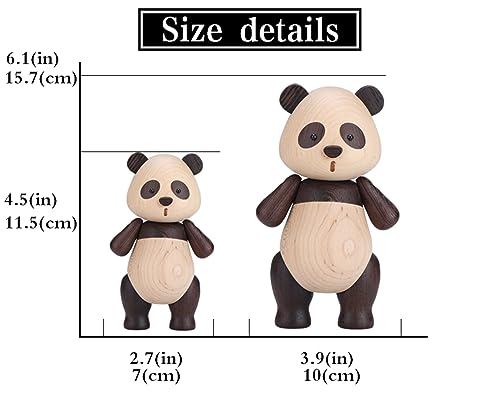 suruim Adorable Wooden Panda Statue Creative Cute Solid Wood Panda Doll Crafts Ornaments Charming Modern Doll for Jewelry, Decoration, and Gift-Giving (Panda-l)