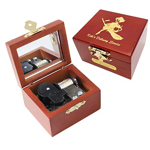 Youtang Swan Lake Music Box Carved Wood Wind Up Mechanism Musical Gift with Mirror