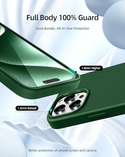 Dssairo for iPhone 15 Pro Case,Liquid Silicone Slim Shockproof Protective iPhone 15 Pro 6.1 inch Phone Case [Microfiber Lining] (Alpine Green)…