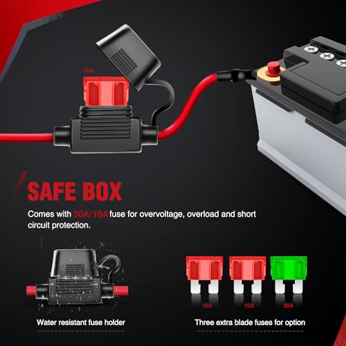 Nilight LED Light Bar Wiring Harness Kit 12AWG Heavy Duty 12V 5Pin Rocker Switch Laser On Off Waterproof Switch Power Relay Blade Fuse-2 Lead (10038W)