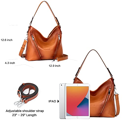 BOSTANTEN Women Leather Handbag Designer Large Hobo Purses Shoulder Bag Brown