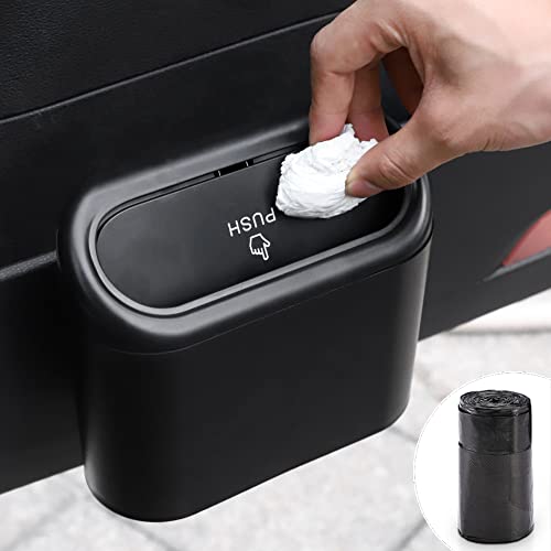 Accmor Car Trash Can with Lid, 2 Pack Mini Vehicle Trash Bin Car Dustbin Garbage Organizer Holder with 2 Roll Trash Bag, Portable Hanging Leakproof Cars Storage Bag Container for Auto, SUV, Office