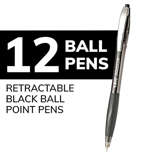 BIC Glide Black Retractable Ballpoint Pens, Medium Point (1.0mm), 12-Count Pack, Ultra Smooth Writing Black Pens