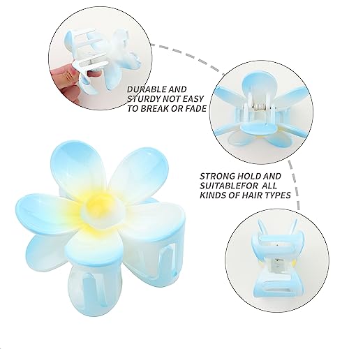 WACHLL Matte Flower Hair Claw Clips for Women, 6PCS Large Non-Slip Strong Hold Clips for Thick and Thin Hair